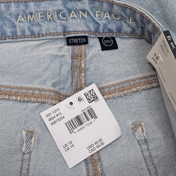 NWT American Eagle Outfitters 18 Raw Hem Jean Perfect Skirt Light Wash Denim 34W - Picture 11 of 13